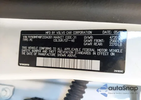 2015 Volvo S60 T6 Platinum из США, поврежденный, VIN YV149MFM8F2334261